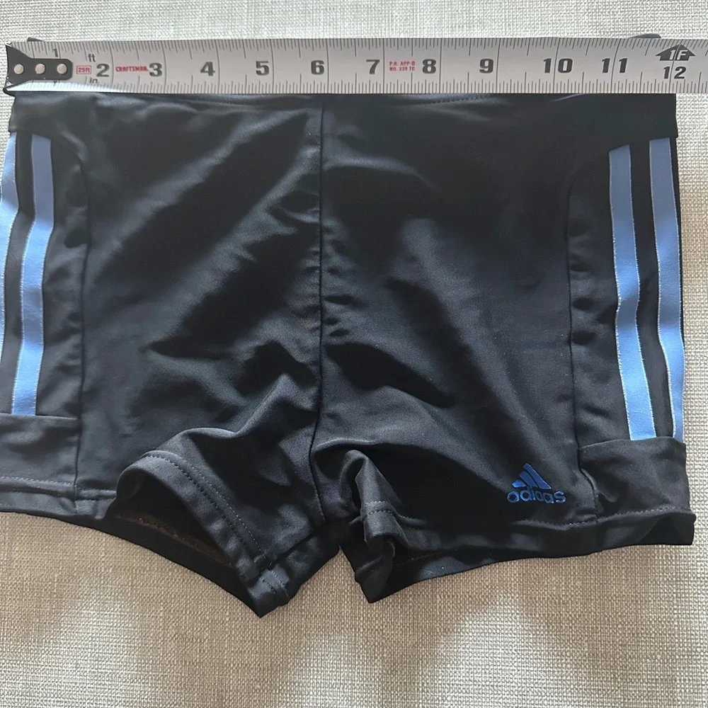 Adidas Kids 3-Stripe Swim/Training Shorts – Black & Blue (Size 11–12Y / 152)